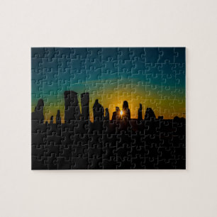 Sonnenuntergang im Callanish 1 Stone Circle Puzzle