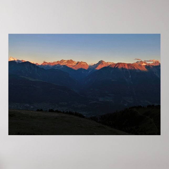 Sonnenuntergang im Fiescher Tal Poster (Vorne)