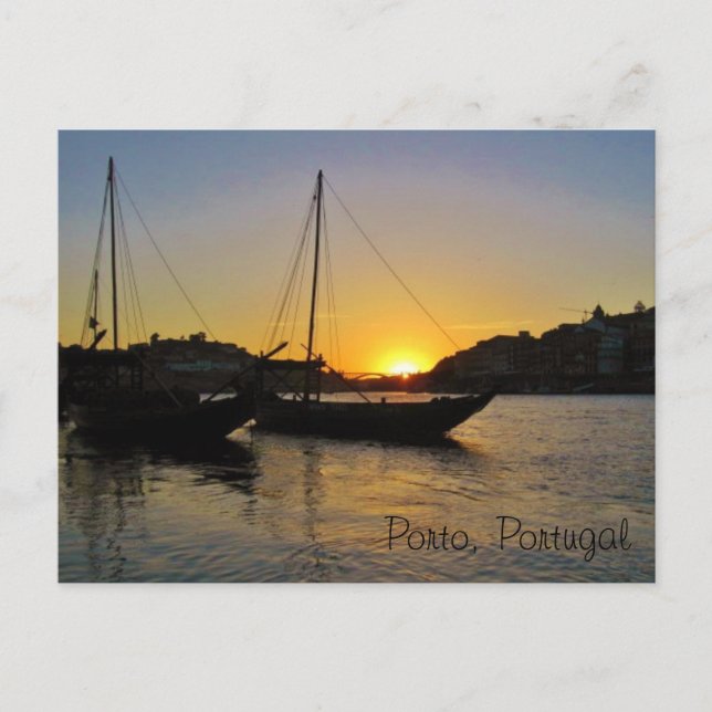 Sonnenuntergang im Frühjahr, Porto Portugal Postkarte (Vorderseite)