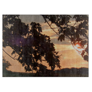 Sonnenuntergang im Herbst des Landes Schneidebrett