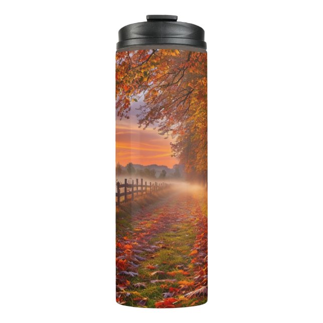 Sonnenuntergang im Herbst Thermosbecher (Vorderseite)