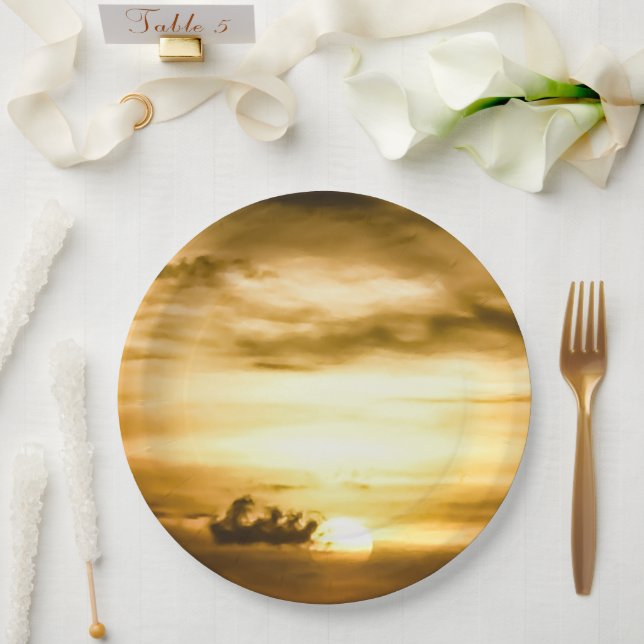 Sonnenuntergang im Pazifik Pappteller (Hochzeit)