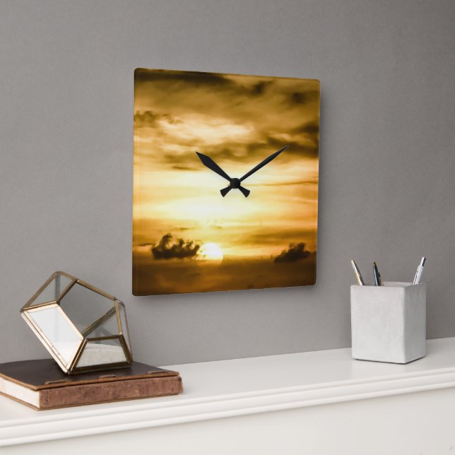 Sonnenuntergang im Pazifik Quadratische Wanduhr (Büro)