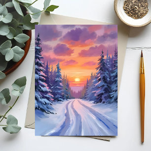 Sonnenuntergang im Schnee   Winterliche Berglandsc Postkarte