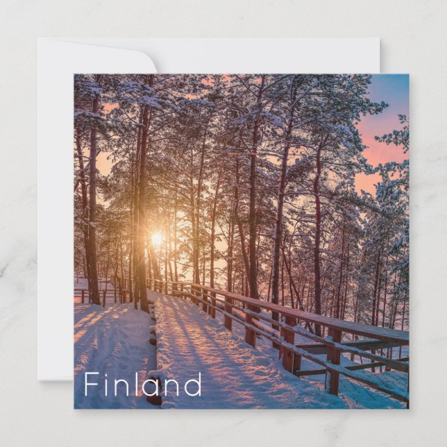 Sonnenuntergang im schneebedeckten Pinienwald mit  (Vorderseite)