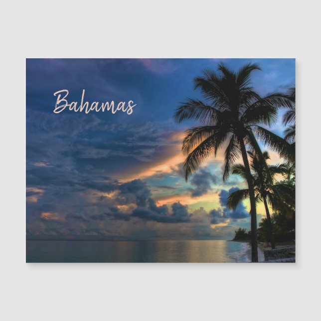 Sonnenuntergang im tropischen Paradies der Bahamas Magnetkarte (Vorderseite)
