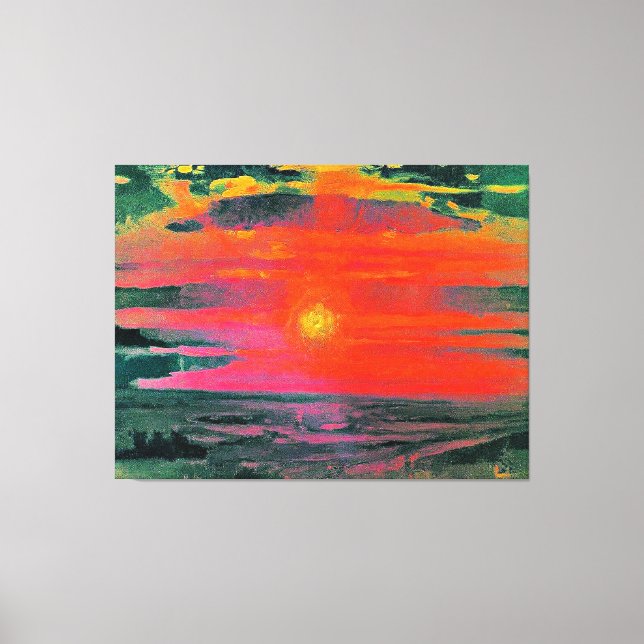 Sonnenuntergang im Winter, Kunstwerk von Arkhip Ku Leinwanddruck (Vorderseite)