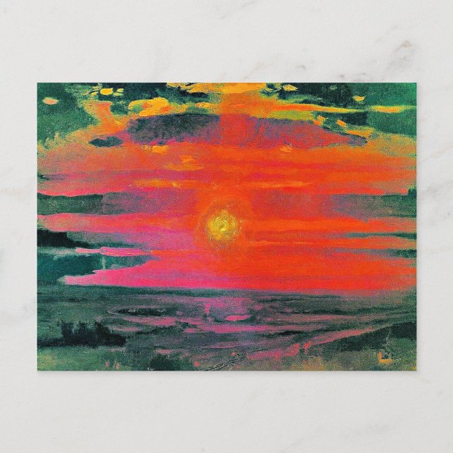 Sonnenuntergang im Winter, Kunstwerk von Arkhip Ku Postkarte (Vorderseite)