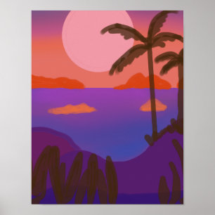 Sonnenuntergang in abgelegener Lagune Poster