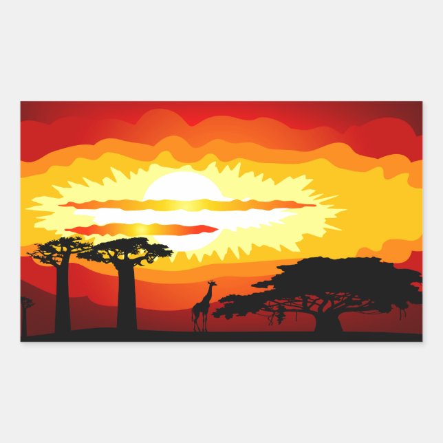 Sonnenuntergang in Afrika Rechteckiger Aufkleber (Vorderseite)