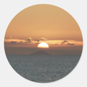 Sonnenuntergang in Antigua I Seascape Fotografy Runder Aufkleber