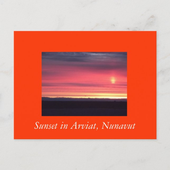 Sonnenuntergang in Arviat, Nunavut Postkarte (Vorderseite)