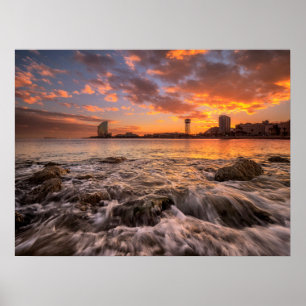 Sonnenuntergang in Barcelona Poster