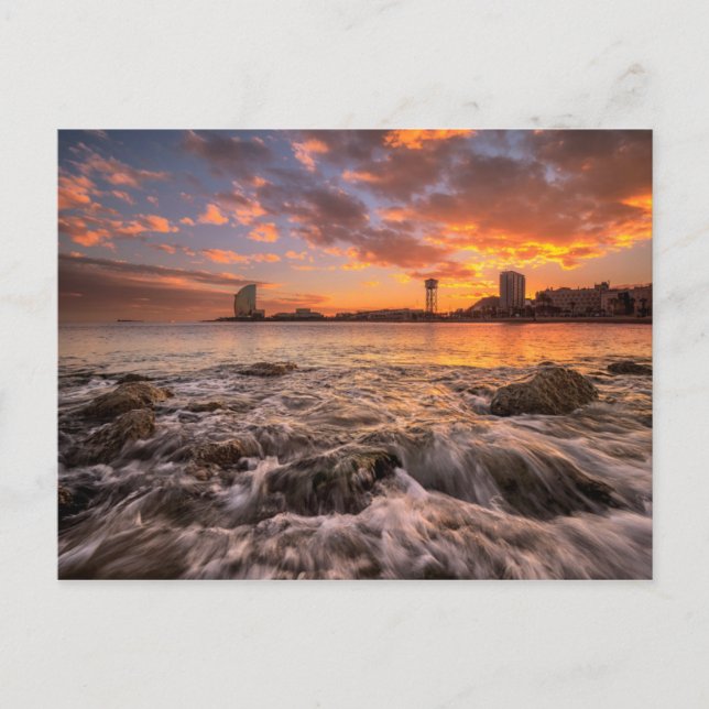 Sonnenuntergang in Barcelona Postkarte (Vorderseite)