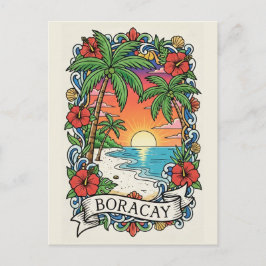 Sonnenuntergang in Boracay Philippinen Postkarte