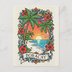 Sonnenuntergang in Boracay Philippinen Postkarte