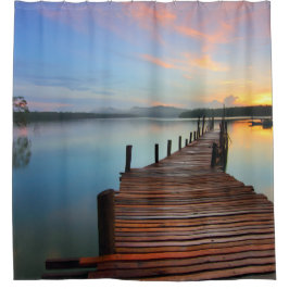 Sonnenuntergang in dem See Duschvorhang