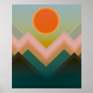Sonnenuntergang in den Bergen Poster