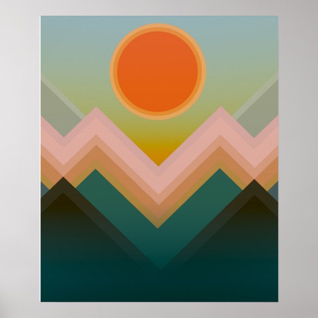 Sonnenuntergang in den Bergen Poster (Vorne)