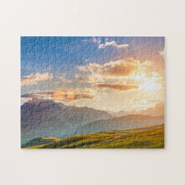 Sonnenuntergang in den Bergen Puzzle (Horizontal)