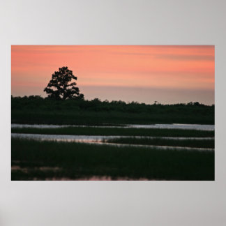 Sonnenuntergang in den Feuchtgebieten Poster