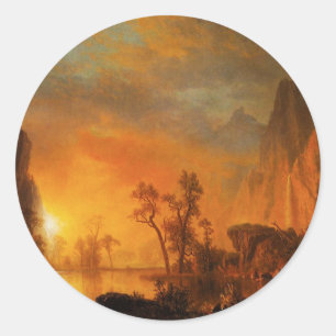 Sonnenuntergang in den Rockies-Aufklebern Runder Aufkleber