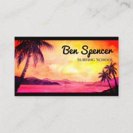 Sonnenuntergang in den tropischen Aquarellbildern Visitenkarte