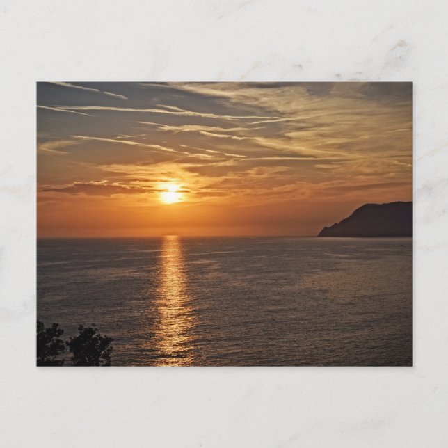 Sonnenuntergang in der Cinque Terre, Italienische  Postkarte (Vorderseite)