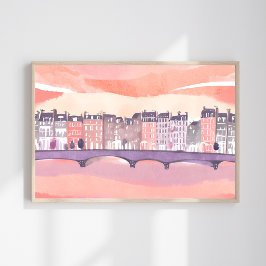 Sonnenuntergang in der Europäischen Stadt | Aquare Poster
