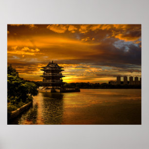 Sonnenuntergang in der Nähe des Yixing-Posters Poster