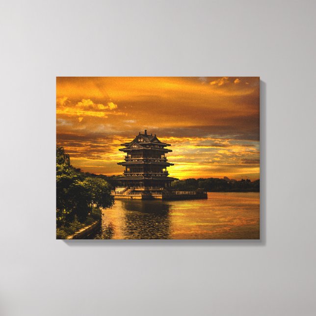 Sonnenuntergang in der Nähe von Yixing-Leinwand Leinwanddruck (Vorderseite)