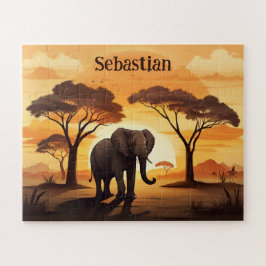 Sonnenuntergang in der Savanne personalisierter El Puzzle