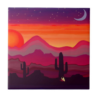 Sonnenuntergang in der Wüste Arizonas Fliese