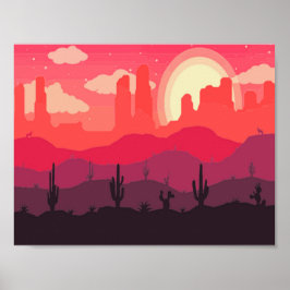 Sonnenuntergang in der Wüste Poster