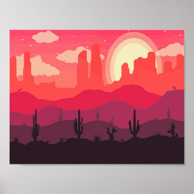 Sonnenuntergang in der Wüste Poster (Vorne)