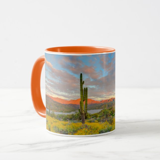 Sonnenuntergang in der Wüstenlandschaft Tasse (Vorderseite Links)