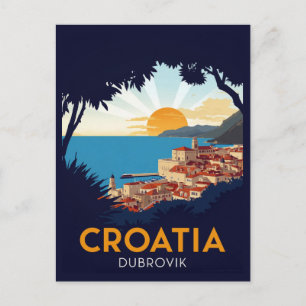 Sonnenuntergang in Dubrovnik im Vintage-Stil Postkarte