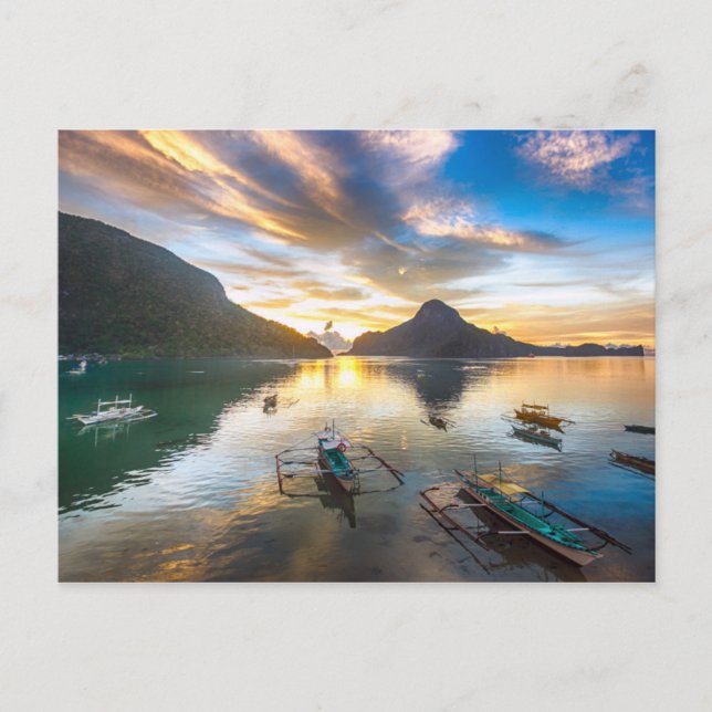 Sonnenuntergang in El Nido Postkarte (Vorderseite)