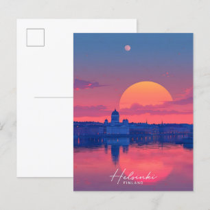 Sonnenuntergang in Helsinki Finnland Reise Postkarte