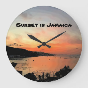 Sonnenuntergang in Jamaika Große Wanduhr