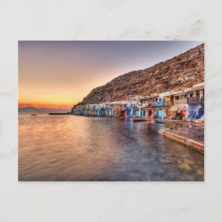 Sonnenuntergang in Klima von Milos, Griechenland Postkarte
