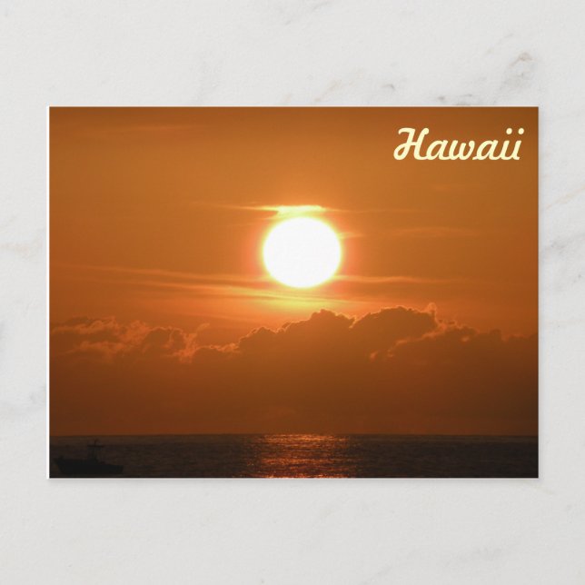 Sonnenuntergang in Kona, Hawaii Postkarte mit Schi (Vorderseite)