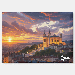 Sonnenuntergang in Lyon Frankreich Basilika Reise Magnet