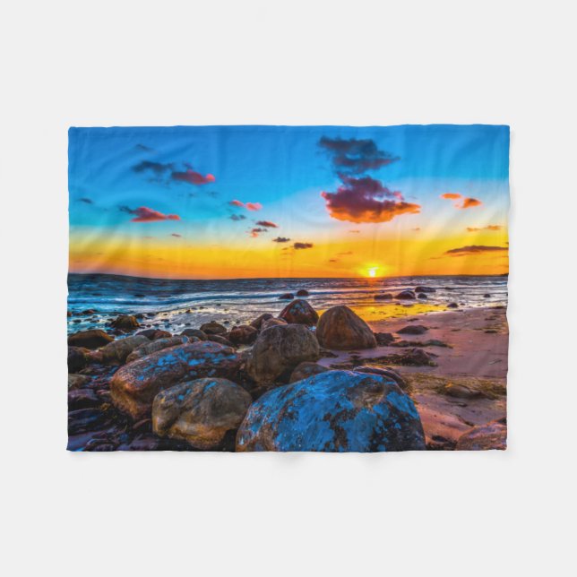 Sonnenuntergang in Meer Fleecedecke (Vorderseite (Horizontal))