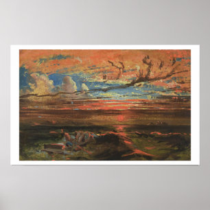Sonnenuntergang in Meer nach einem Sturm (Öl auf Poster