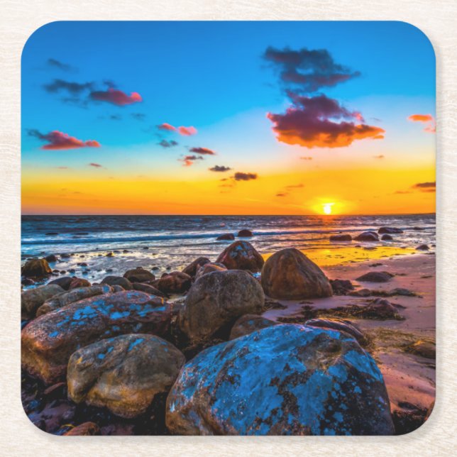 Sonnenuntergang in Meer Rechteckiger Pappuntersetzer (Vorderseite)