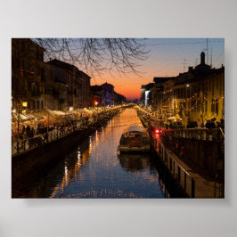Sonnenuntergang in Milano Naviglio Poster