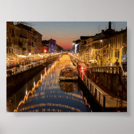 Sonnenuntergang in Milano Naviglio Poster