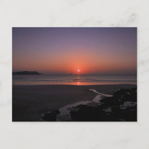 Sonnenuntergang in Polzeath Postkarte