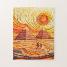 Sonnenuntergang in Pyramiden und Sphinx Puzzle